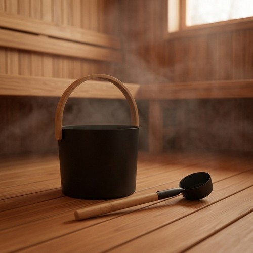 Sauna bucket and ladle - bucket, 7l