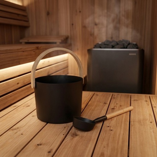 Black aluminum sauna - sauna, bucket